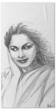 Indian Portrait In Pencil Hand Towels