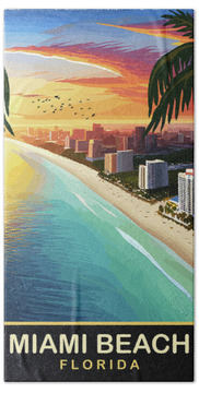 Miami Beach Skyline Hand Towels