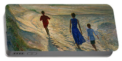 People Walking On Beach Portable Battery Chargers