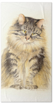 Maine Coon Cat Beach Towels