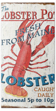 Lobster Sign Beach Towels