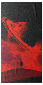 Red Skies With Moon Beach Towels