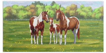 Paint Mare In Field Beach Towels