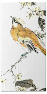 Japanese Waxwing Beach Towels