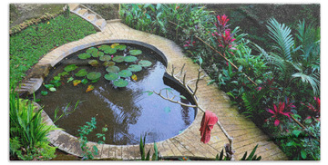 Water Lily Pond Beach Towels