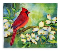 Northern Cardinal Fleece Blankets