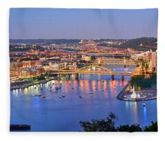 Pittsburgh Skyline Evening Fleece Blankets