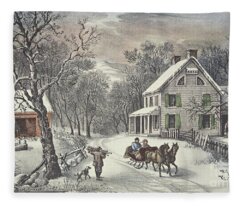 Horse And Carriage Fleece Blankets