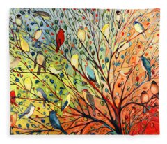 Whimsical Bird Paintings Fleece Blankets
