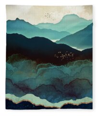 Mountain Blue Bird Fleece Blankets