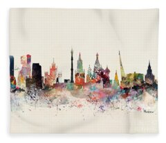 Moscow Skyline Fleece Blankets