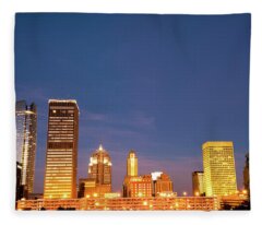 Oklahoma City Skyline Fleece Blankets