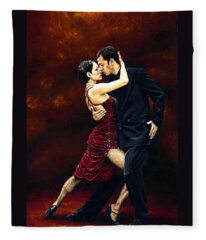 Couple Dancing Tango Fleece Blankets