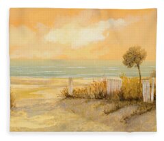 Golden Seascape Fleece Blankets