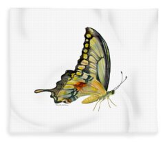 Yellow Swallowtail Fleece Blankets