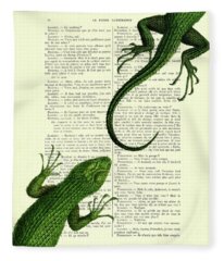Green Gecko Fleece Blankets