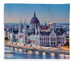 Budapest Parliament Fleece Blankets