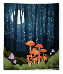 Purple Mushrooms Fleece Blankets