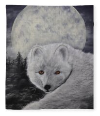 Fox From The Artic Fleece Blankets