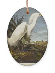 White Egrets Holiday Ornaments