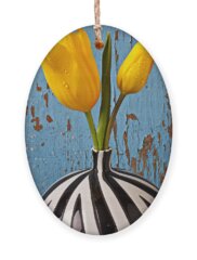 Yellow Tulip Holiday Ornaments