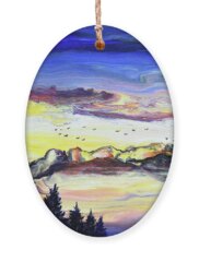 Crater Lake Twilight Holiday Ornaments