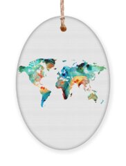 Map Of The World Holiday Ornaments