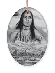 Indian Portrait In Pencil Holiday Ornaments