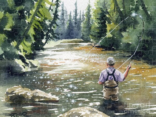 EDUCA 1000 Piece Jigsaw Puzzle Two Men Fly Fishing Scenic River New Sealed 