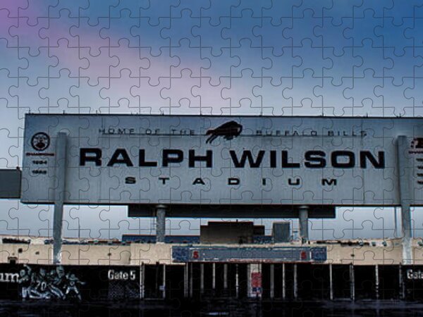 Buffalo Bills Stadium in black and white Jigsaw Puzzle by Eldon
