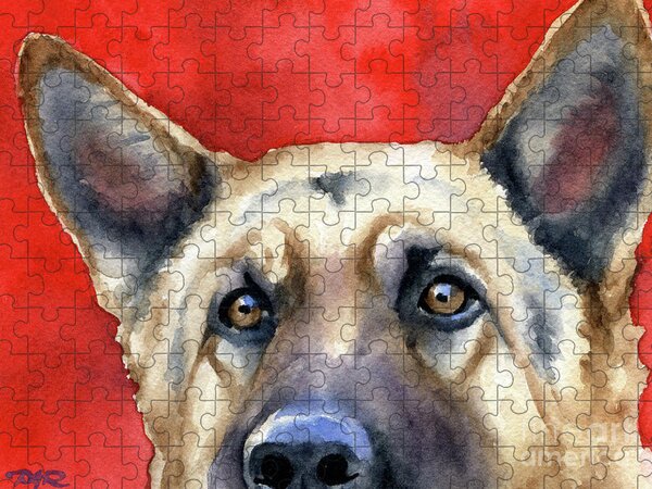 German Shepherd Puppy Close-Up Jigsaw Puzzle by Sandy Keeton