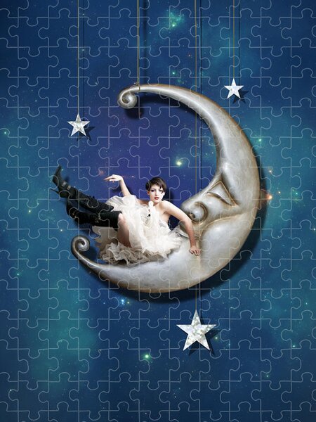 Jigsaw Puzzle Fantasy Portrait Memory Girl in the Moon 1000 pieces NEW Made USA 