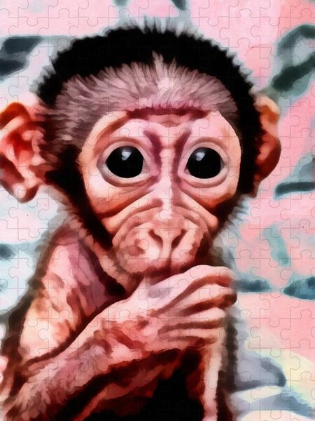  Digital Art - Baby Monkey Realistic by Catherine Lott