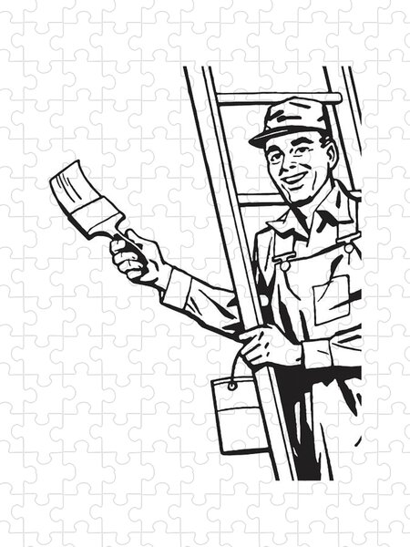 Handymen with Glass Pane Drawing by CSA Images - Pixels