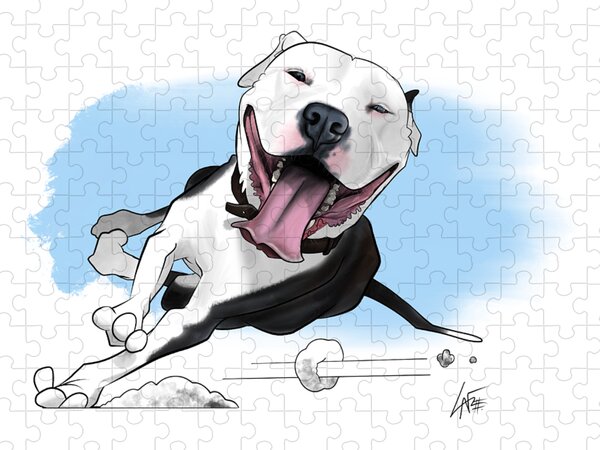 Brindle & White Pit Bull Terrier Cute Staffordshire Pitbull Art Jigsaw  Puzzle