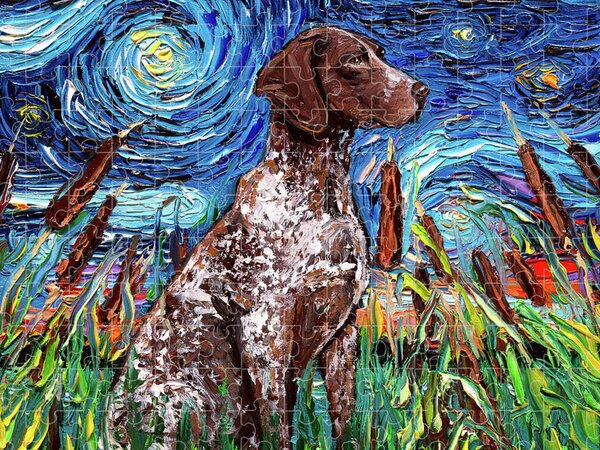 https://render.fineartamerica.com/images/rendered/search/flat/puzzle/images/artworkimages/medium/3/german-shorthair-pointer-night-aja-trier.jpg?&targetx=0&targety=-60&imagewidth=1000&imageheight=1000&modelwidth=1000&modelheight=750&backgroundcolor=3E65A1&orientation=0&producttype=puzzle-18-24&brightness=95&v=6