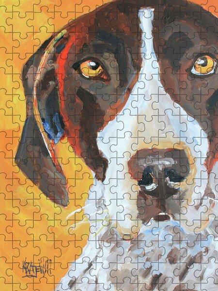 https://render.fineartamerica.com/images/rendered/search/flat/puzzle/images/artworkimages/medium/3/german-shorthaired-pointer-art-print-ron-krajewski.jpg?&targetx=-25&targety=0&imagewidth=800&imageheight=1000&modelwidth=750&modelheight=1000&backgroundcolor=E8B04D&orientation=1&producttype=puzzle-18-24&brightness=205&v=6