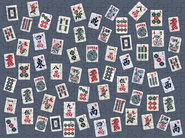 Solve Mahjong jigsaw puzzle online with 130 pieces