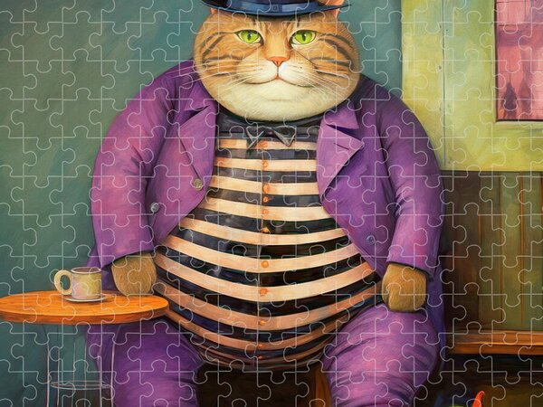 Fat Cat Solving Pet Puzzle Stock Photo - Download Image Now