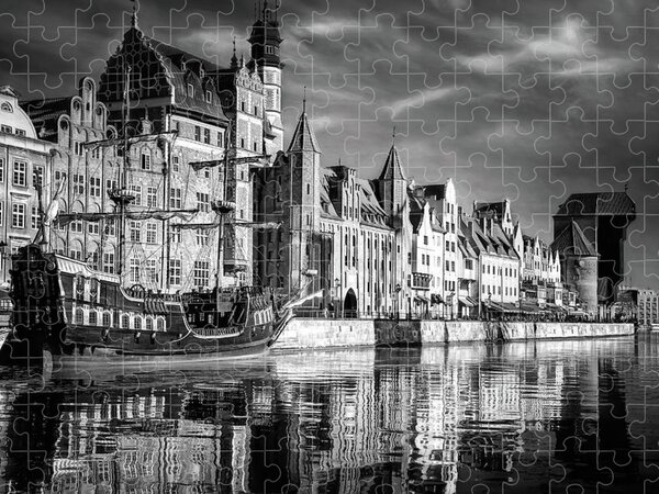 Puzzle Puzzel Gdansk Waterfront at Night Nacht Stadt Polen Schiffe See 1000 