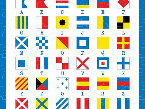 Puzzle  Welt Reise Nautical Fahnen Alphabet bedruckt 120 Teile 
