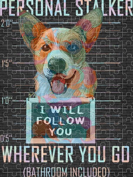 https://render.fineartamerica.com/images/rendered/search/flat/puzzle/images/artworkimages/medium/3/personal-stalker-dog-cardigan-welsh-corgi-i-will-follow-you-clint-mclaughlin.jpg?&targetx=0&targety=0&imagewidth=750&imageheight=1000&modelwidth=750&modelheight=1000&backgroundcolor=A2CCCF&orientation=1&producttype=puzzle-18-24&brightness=141&v=6
