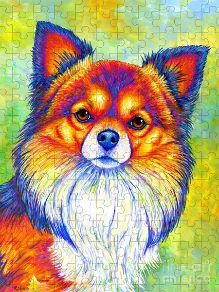 Colorful Pitbull Dog Jigsaw Puzzle by Rebecca Wang - Pixels