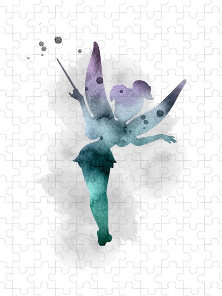 Stitch blue watercolor Jigsaw Puzzle by Mihaela Pater - Pixels Puzzles