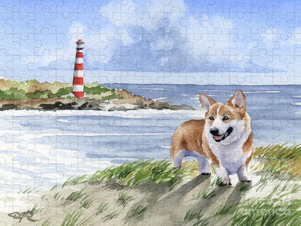 Portrait Of Black, Brown And White Corgi Jigsaw Puzzle by M Photo
