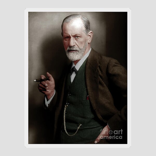 Galeriedruck for Sale mit Sigmund Freud-Cartoon-Aufkleber von deztees