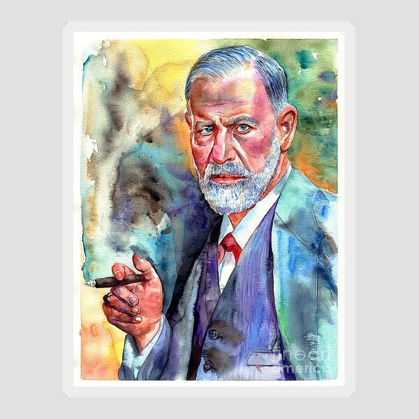 Galeriedruck for Sale mit Sigmund Freud-Cartoon-Aufkleber von deztees