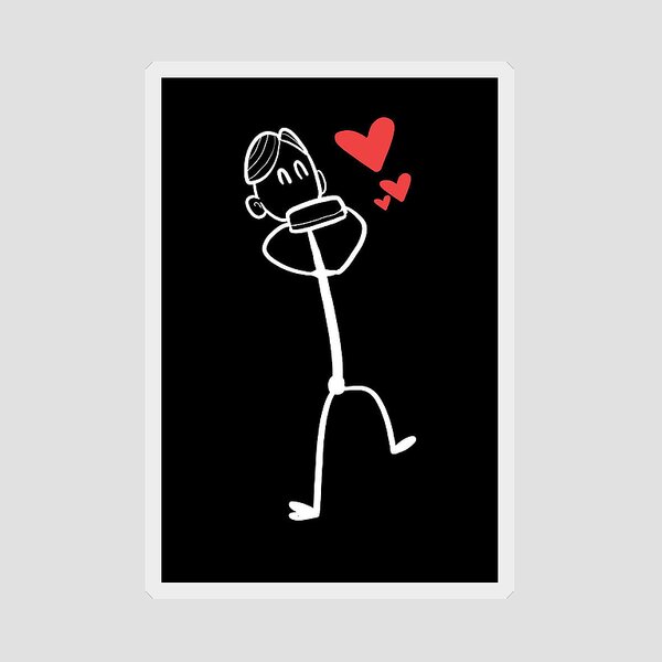 Loving Stickman With Hearts Sticker Meme Sticker Funny 
