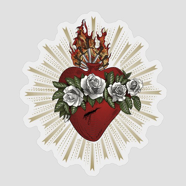 2.5” Vinyl Waterproof Sacred heart of Jesus Stickers. Sacred heart