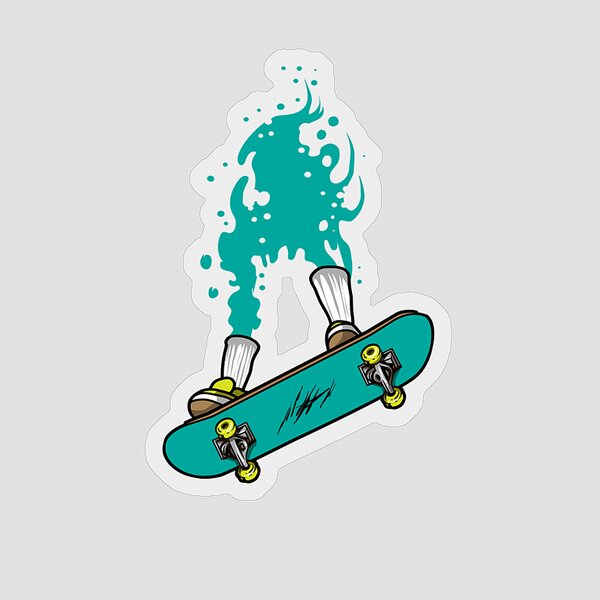 Skate Mental Skateboard Sticker Weiß Blau Transparent 11x6cm Gestanzt 